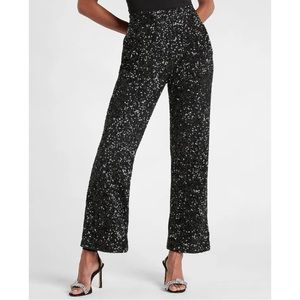 Express High Rise Wide Leg Sequin Trousers